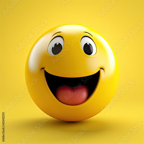 An Emoji Smiley on Yellow Background. Generative AI