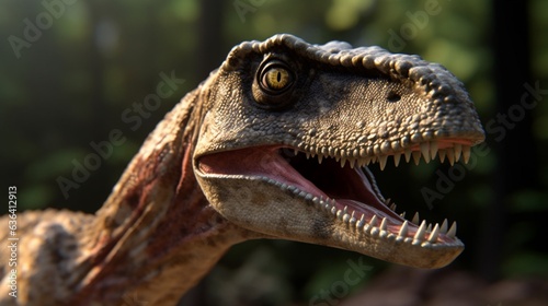 velociraptor in 3D photorealistic rendering.Generative AI © shuvodesign