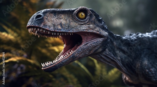 velociraptor in 3D photorealistic rendering.Generative AI