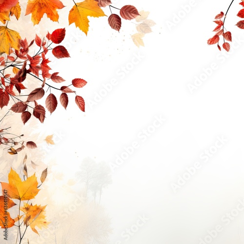 Autumn tree and leaf with white background high quality ai generated image © Cavid