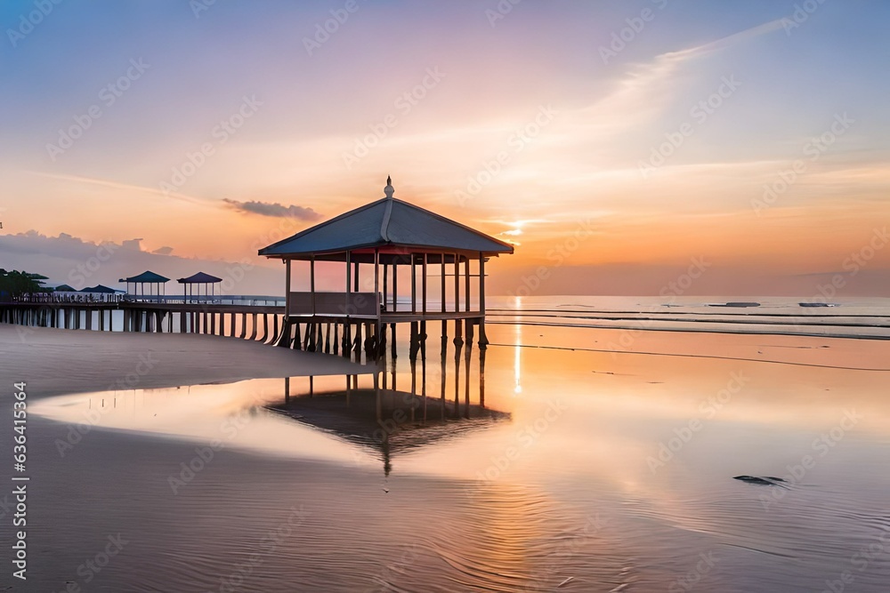 Sunrises at Beach Pavilion in Ubon Ratchathani. Sunrises at Beach Pavilion in Ubon Ratchathani.