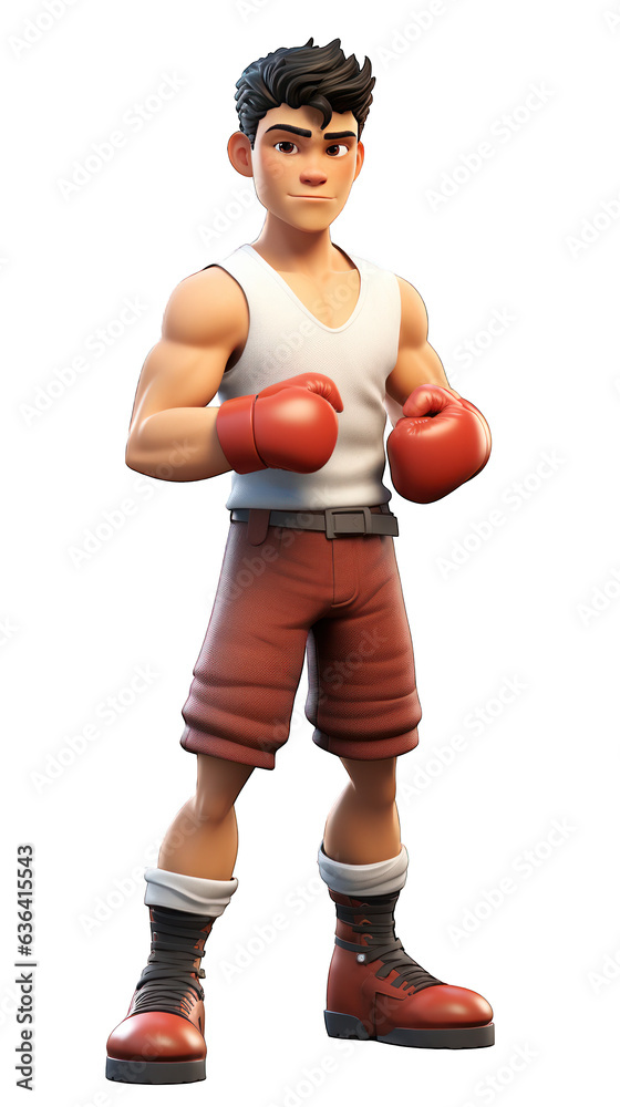 Full size of young man boxer isolated on white background. Generative AI