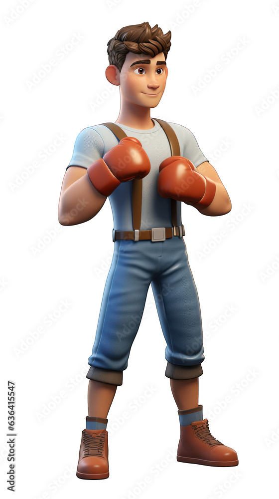 Full size of young man boxer isolated on white background. Generative AI Full size of young man boxer isolated on white background. Generative AI