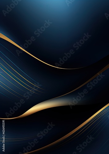 Blue gold abstract wave lines background