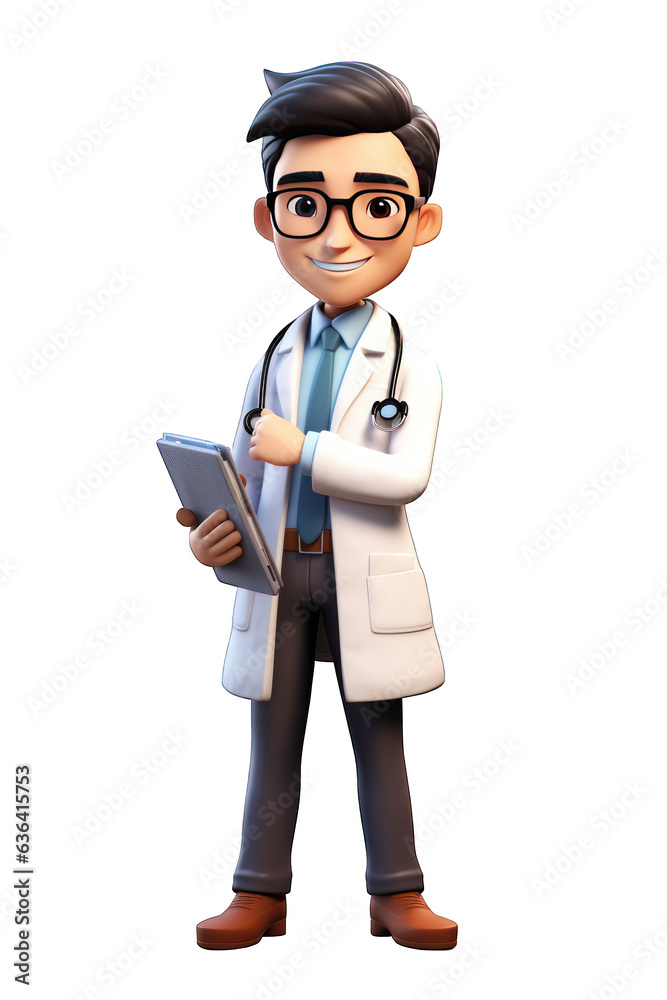 Full size of young man Doctor specialist in uniform isolated on white background. Generative AI Full size of young man Doctor specialist in uniform isolated on white background. Generative AI