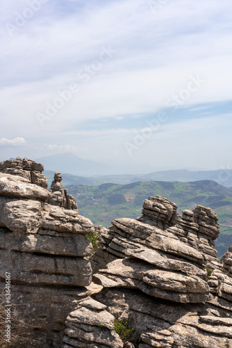 Limestone rock formations in El Torcal de Antequera nature reserve, in Spain