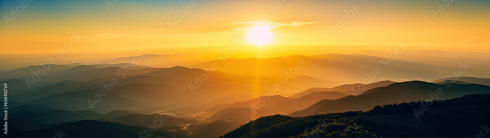 Sunset over the misty mountains Sunset over the misty mountains