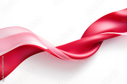 Red ribbon isolated on white background. No shadow. Silk and satin. Generative ai