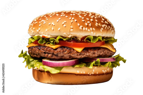 home made beef burger isolated on white background. Generative AI