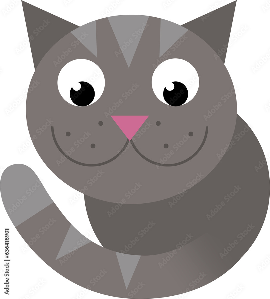 cartoon scene with happy cat doing something playing isolated illustration for children