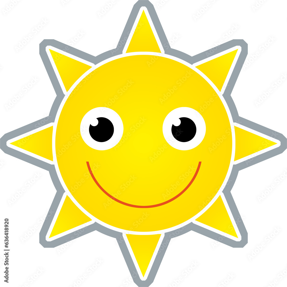 cartoon scene with happy sun shining isolated illustration for children