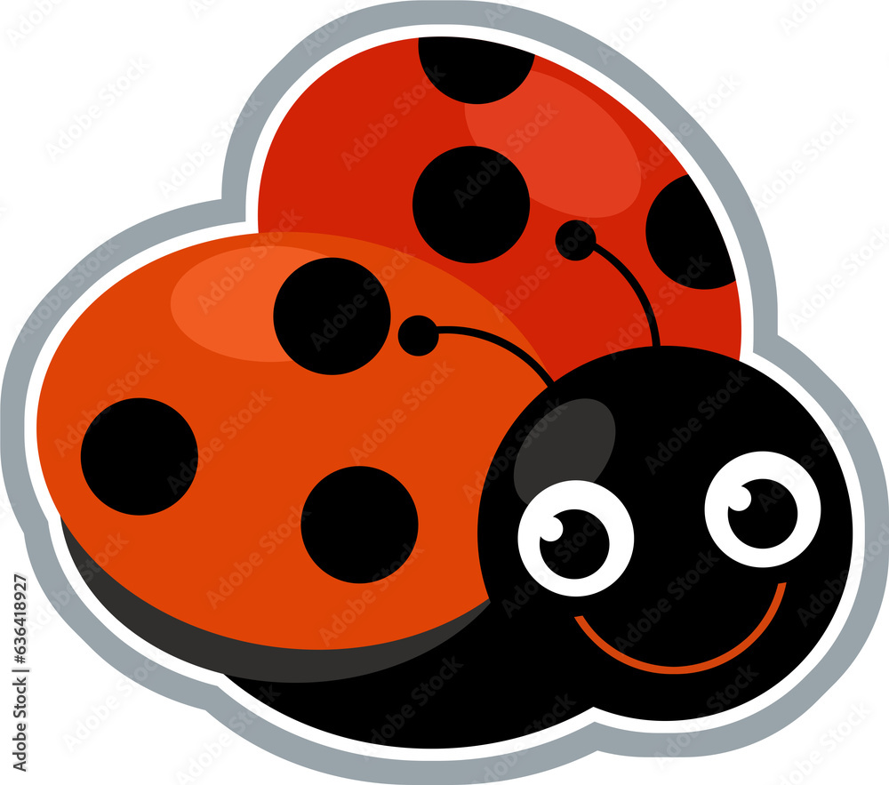 Fototapeta premium cartoon scene with funny ladybug bug insect flying isolated illustration for children