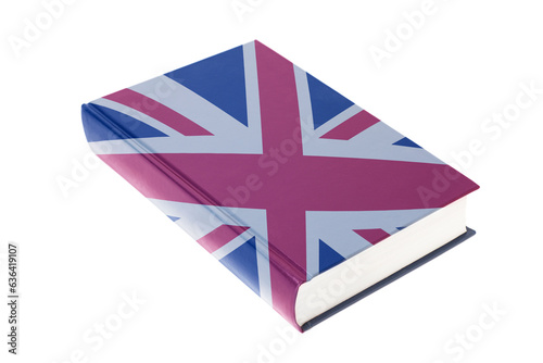 book painted into British flag isolated on white background.
