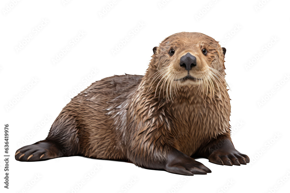 Sea otter isolated on white background. Generative AI Sea otter isolated on white background. Generative AI