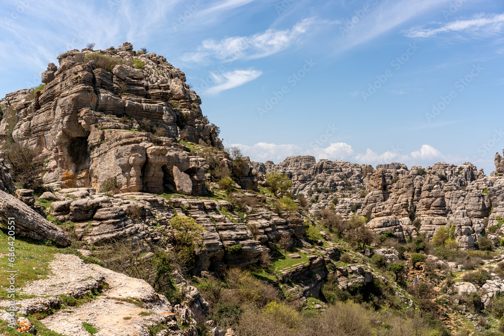 Limestone rock formations in El Torcal de Antequera nature reserve, in Spain