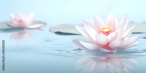 Beautiful lotus flower or water lily floating on the water. Generative AI.