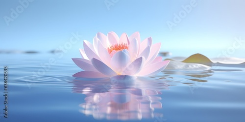 Beautiful lotus flower floating on the water. Generative AI.