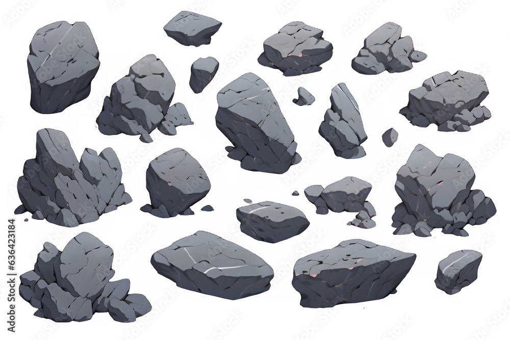 gray stone cartoon illustration isolated on transparent background ,generative ai gray stone cartoon illustration isolated on transparent background ,generative ai