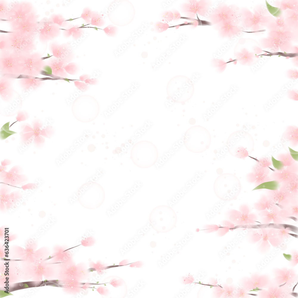 Pastel Watercolor blue sky and clouds with cherry blossoms frame wallpapers are suitable for those who want an artistic background.vector illustration. Pastel Watercolor blue sky and clouds with cherry blossoms frame wallpapers are suitable for those who want an artistic background.vector illustration.