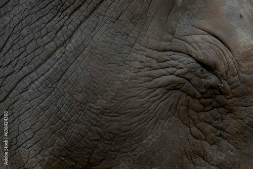 Close-up shot of an African elephant's wrinkled skin.