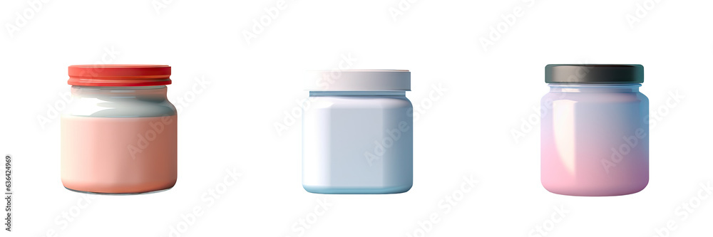 Plastic jar with cap shown on transparent background Plastic jar with cap shown on transparent background