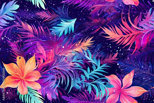 Galaxy Floral Pattern, Floral Pattern, Fabric Pattern, Tropical, Generative AI