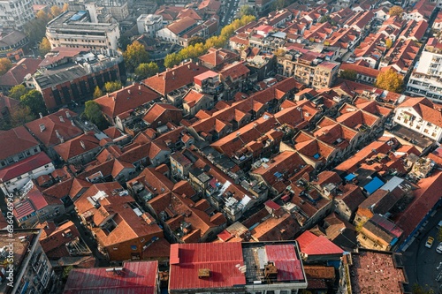 View of a townscape showing the rooftops of the buildings in the traditional community in Wuhan photo