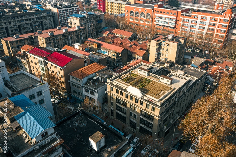 Aerial view of the former site of the Eighth Route Army's office in Wuhan, China