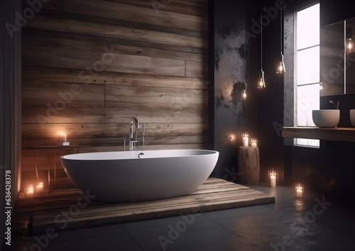 Luxurious modern dark bathroom interior  generative ai