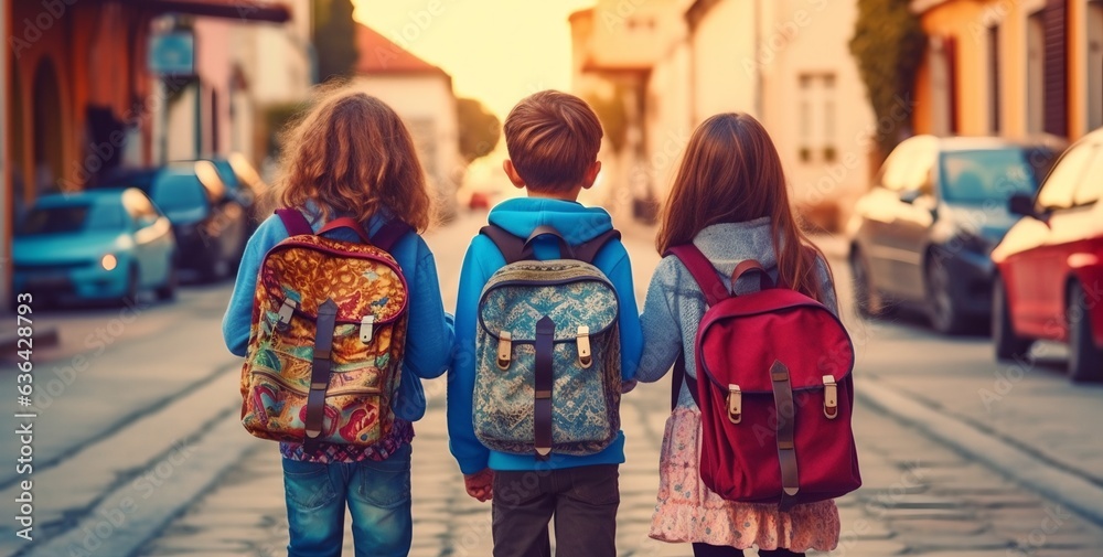 Obraz premium Kids going to school, generative ai