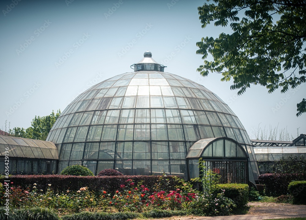 Obraz premium Greenhouse in Wuhan Botanical Garden under the sun