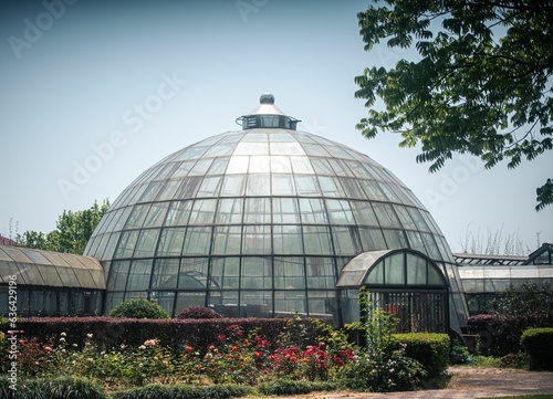 Greenhouse in Wuhan Botanical Garden under the sun