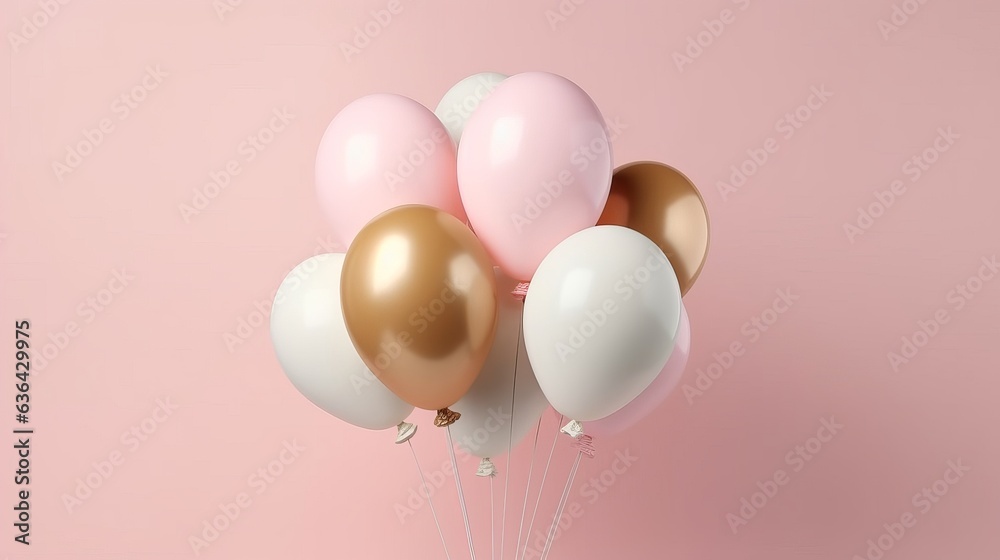 Gender Party Balloons in Neutral Colors on a Simple Background. AI generated