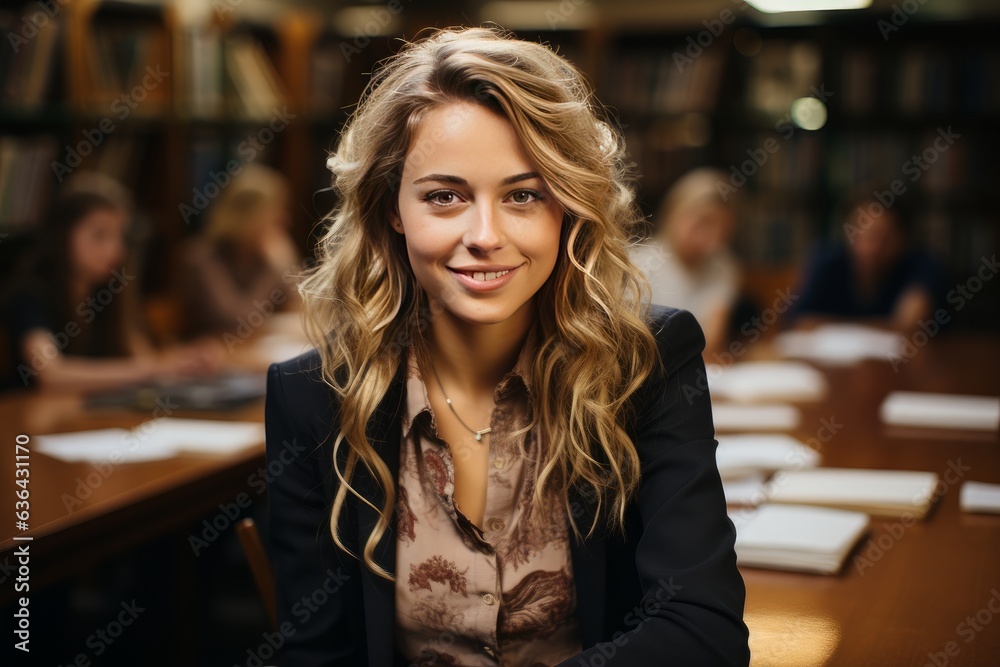 portrait of successful young blonde woman looking into the camera