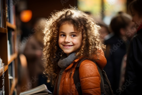 Wallpaper Mural little elementary school girl smiling about going back to school Torontodigital.ca