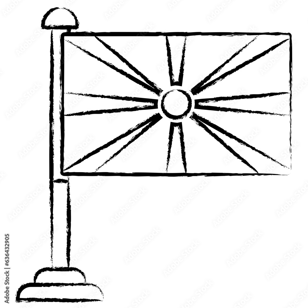 Hand drawn North Macedonia flag icon