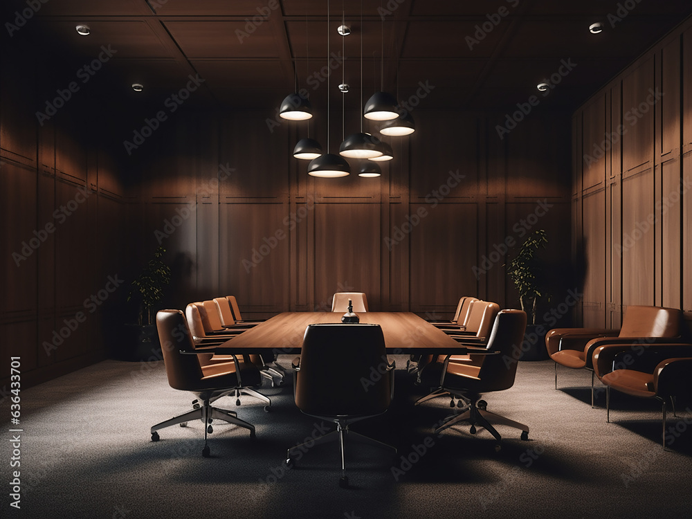 Minimalism conference room with a modern design. AI Generated.