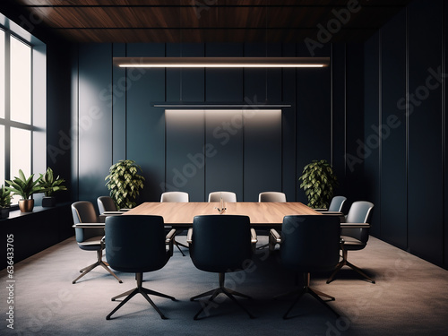 Minimalism conference room showcasing efficient decor. AI Generated.