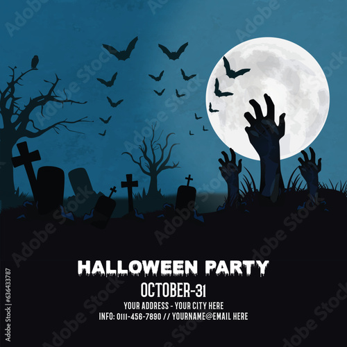 Halloween celebration night party promotion social media banner design. Instagram post banner