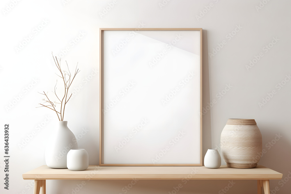 Fototapeta premium Serene Beauty: Contemporary Interior Mockup, generative ai