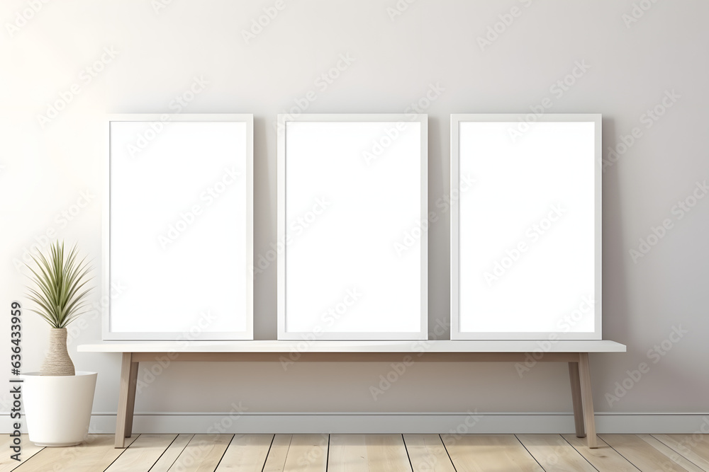 Fototapeta premium Frame Mockup Tranquility: Serene Gallery Ambiance, generative ai