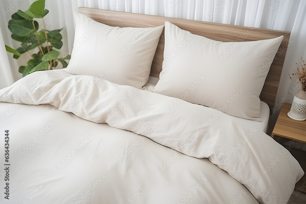 Stylish Bed - Modern Bedroom, generative ai Stylish Bed - Modern Bedroom, generative ai