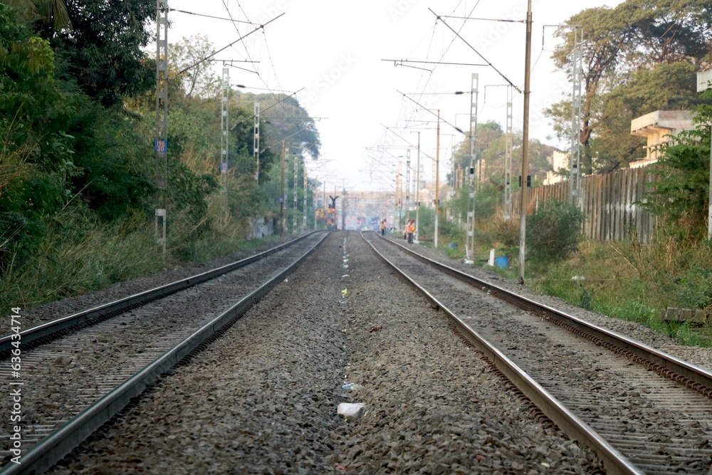 The longest railroad tracks. Trains are a group of vehicles that move along the tracks to transport goods or passengers from one place to another.