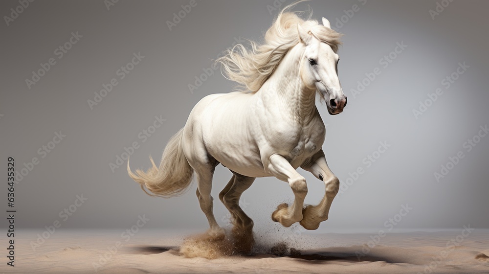 isolated white horse trotting, animal isolated white horse trotting, animal