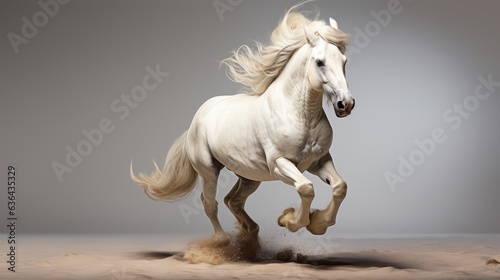 isolated white horse trotting  animal