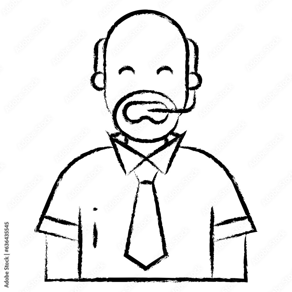 Hand drawn sports commentary man icon