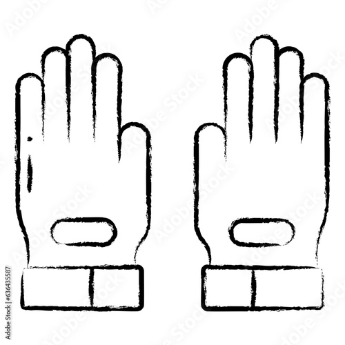 Hand drawn goal keeper gloves icon