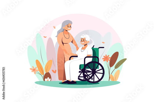 Happy nurse's day. nurse caring for an elderly woman. Vector illustration design.