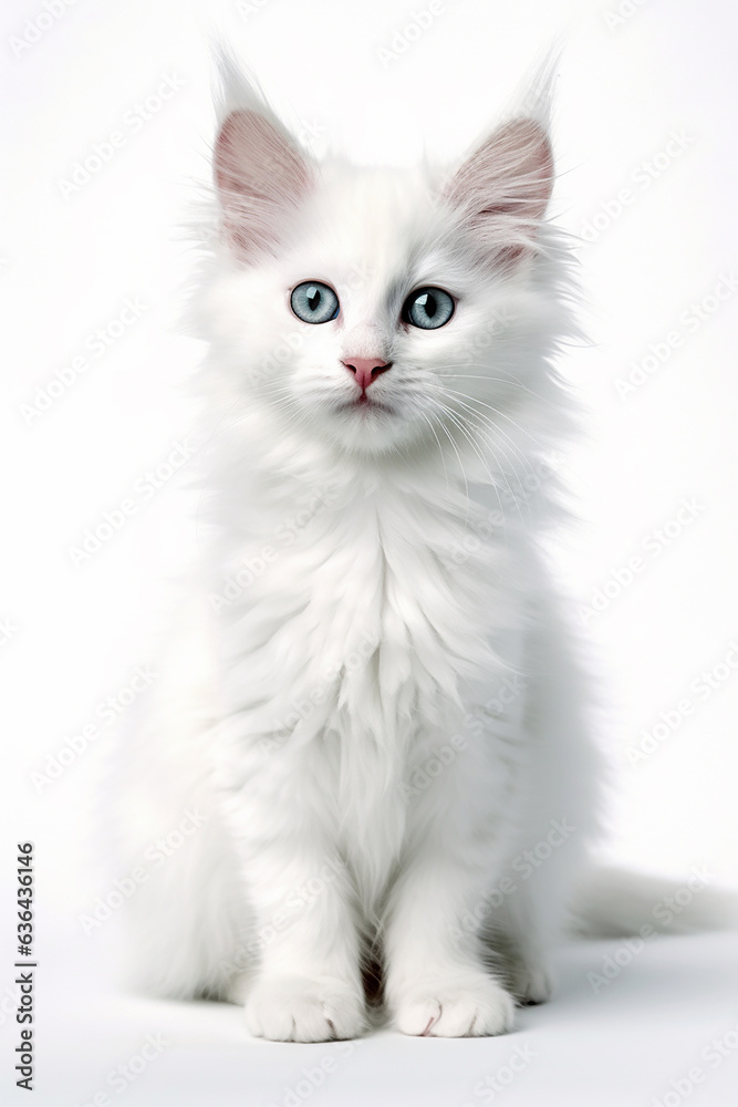 A little cute and adorable white kitten
