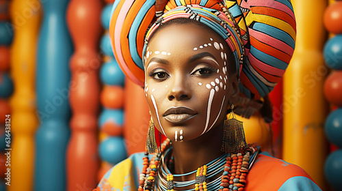 masai lady enjoy theme kenya carnival wear national outfit  photo